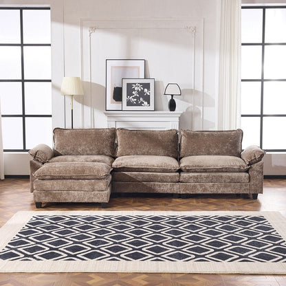 Full KD Double Cushion Chenille Sofa with Ottoman