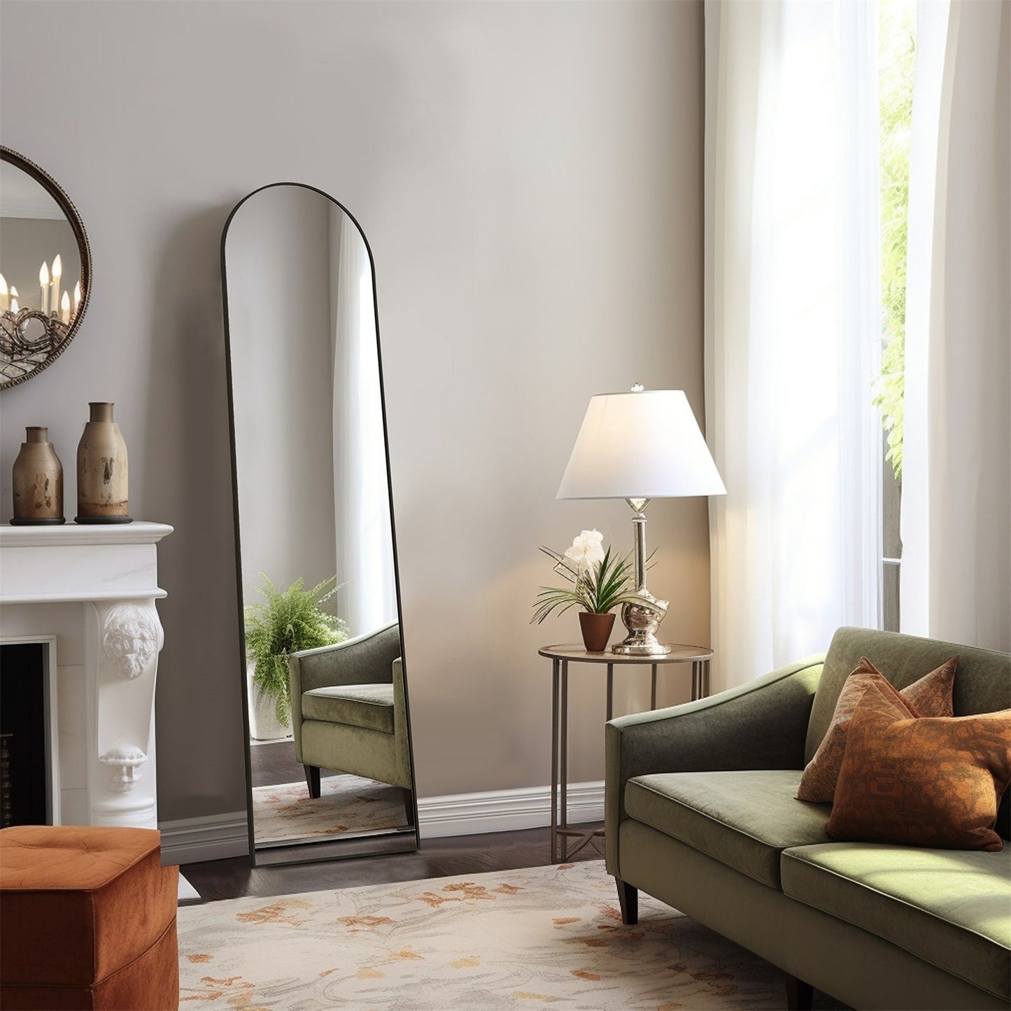 Full Length Mirror with Stand, Floor Mirror with Aluminum Alloy Frame for Bedroom, Standing Full Body Mirror for Wall, Cloakroom