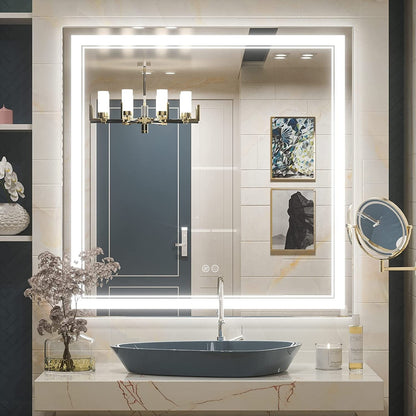 Full Size Front & Back LED Lighted Anti-fog Tempered Glass Wall Bathroom Vanity Mirror