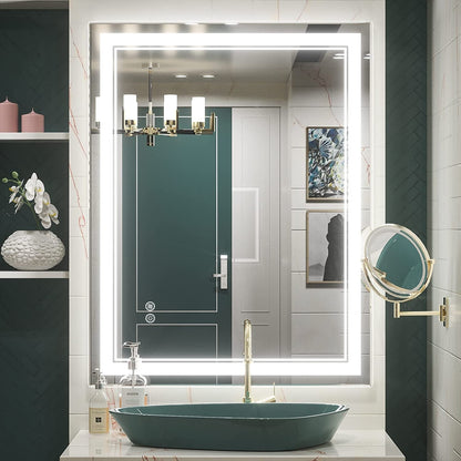 Full Size Front & Back LED Lighted Anti-fog Tempered Glass Wall Bathroom Vanity Mirror