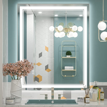 Full Size Front & Back LED Lighted Anti-fog Tempered Glass Wall Bathroom Vanity Mirror