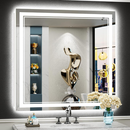 Full Size Front & Back LED Lighted Anti-fog Tempered Glass Wall Bathroom Vanity Mirror