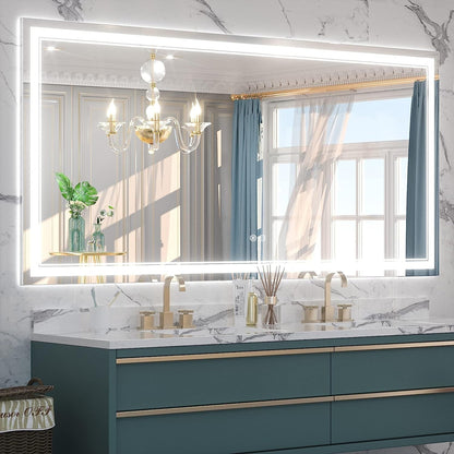 Full Size Front & Back LED Lighted Anti-fog Tempered Glass Wall Bathroom Vanity Mirror