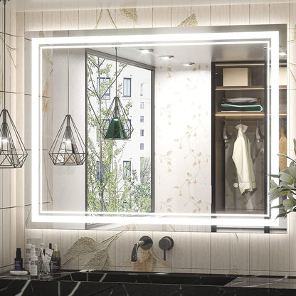 Full Size Front & Back LED Lighted Anti-fog Tempered Glass Wall Bathroom Vanity Mirror