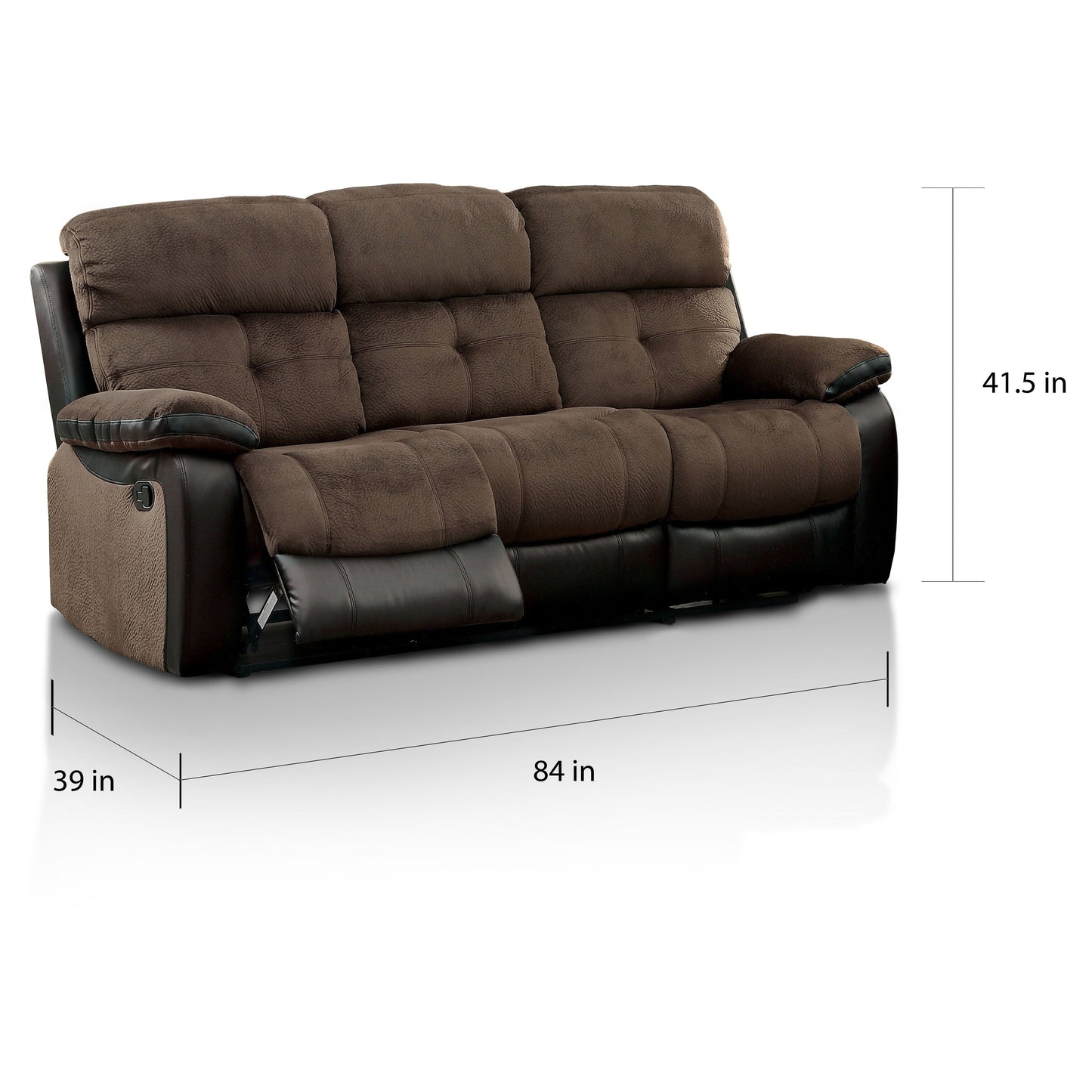 Ferg Transitional Brown Champion Fabric Reclining Sofa by Furniture of America