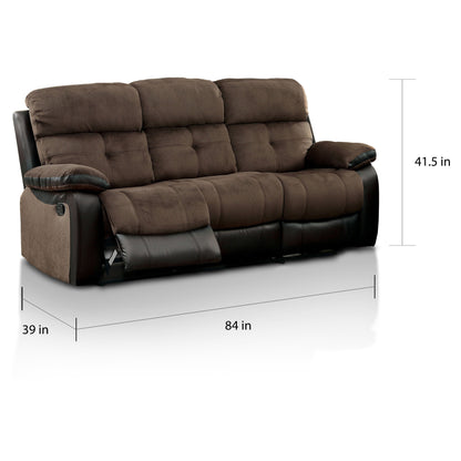 Ferg Transitional Brown Champion Fabric Reclining Sofa by Furniture of America