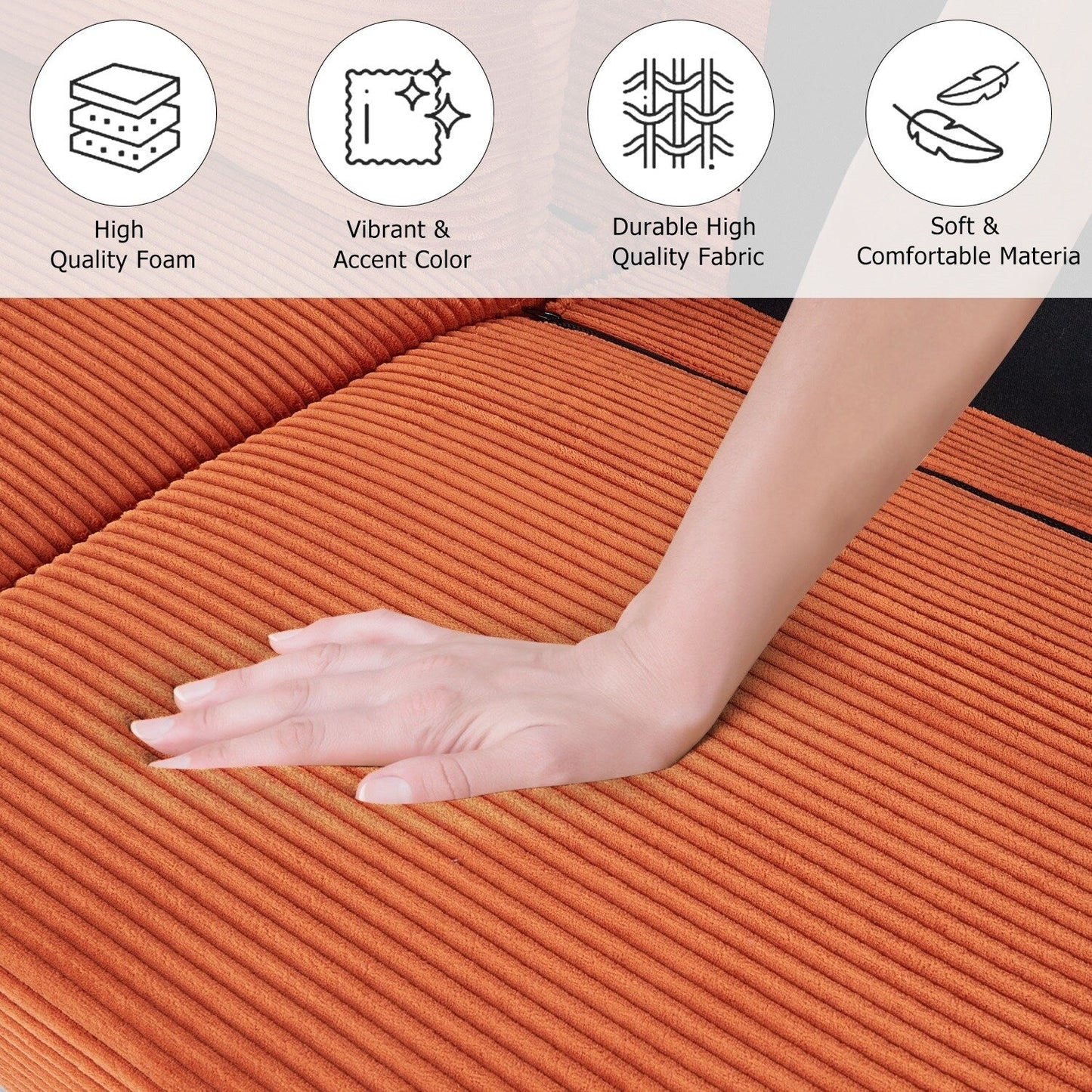 74 Sofas for Living Room, Corduroy Love Seat Couches, Small Couch with 2 Pillow ,, Easy Assembly Sofa for Small Spaces