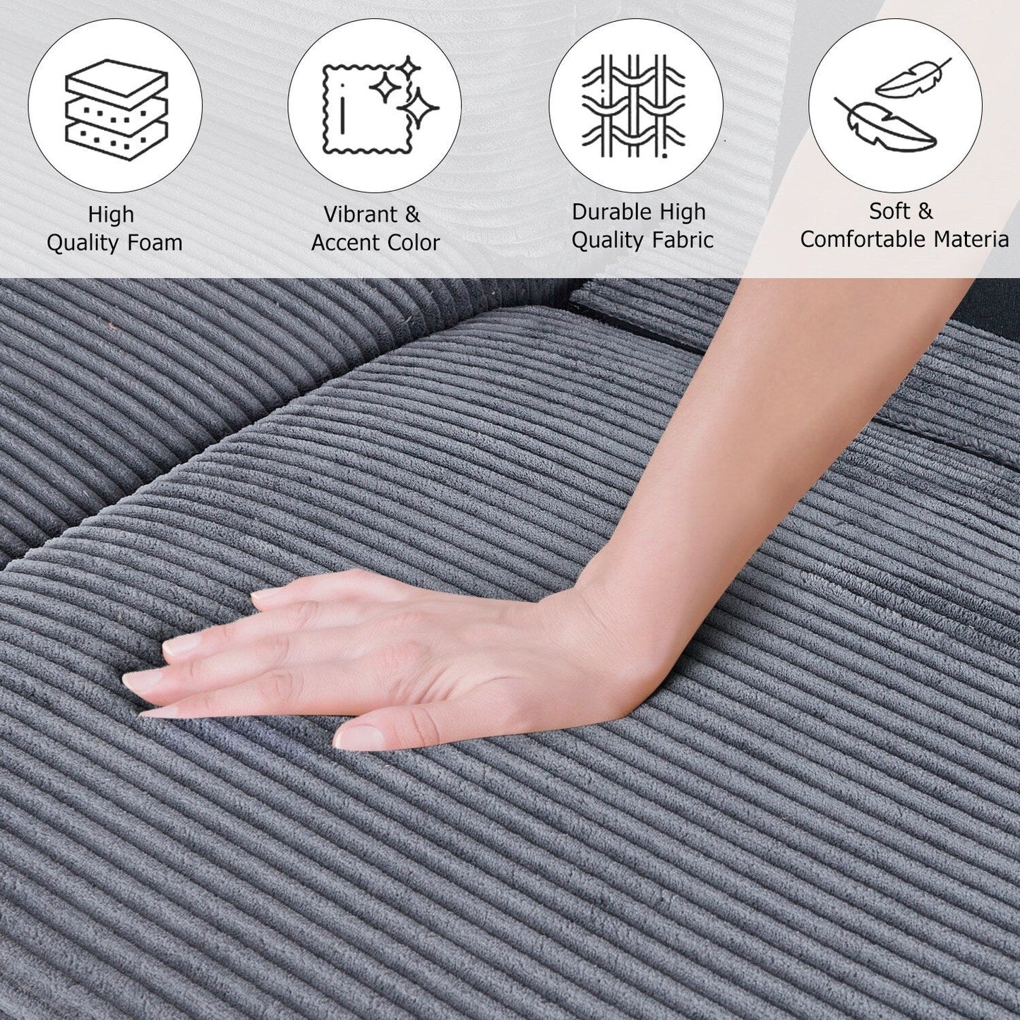 74 Sofas for Living Room, Corduroy Love Seat Couches, Small Couch with 2 Pillow ,, Easy Assembly Sofa for Small Spaces