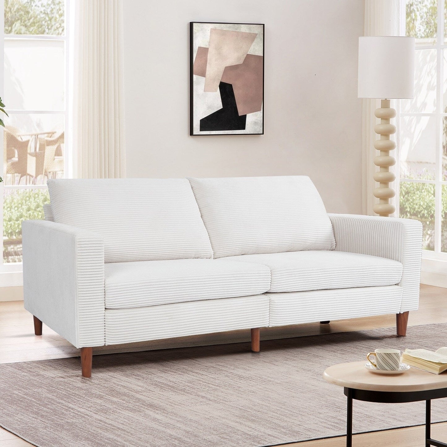 74 Sofas for Living Room, Corduroy Love Seat Couches, Small Couch with 2 Pillow ,, Easy Assembly Sofa for Small Spaces