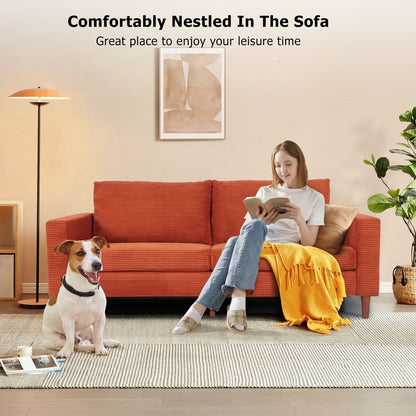 74 Sofas for Living Room, Corduroy Love Seat Couches, Small Couch with 2 Pillow ,, Easy Assembly Sofa for Small Spaces