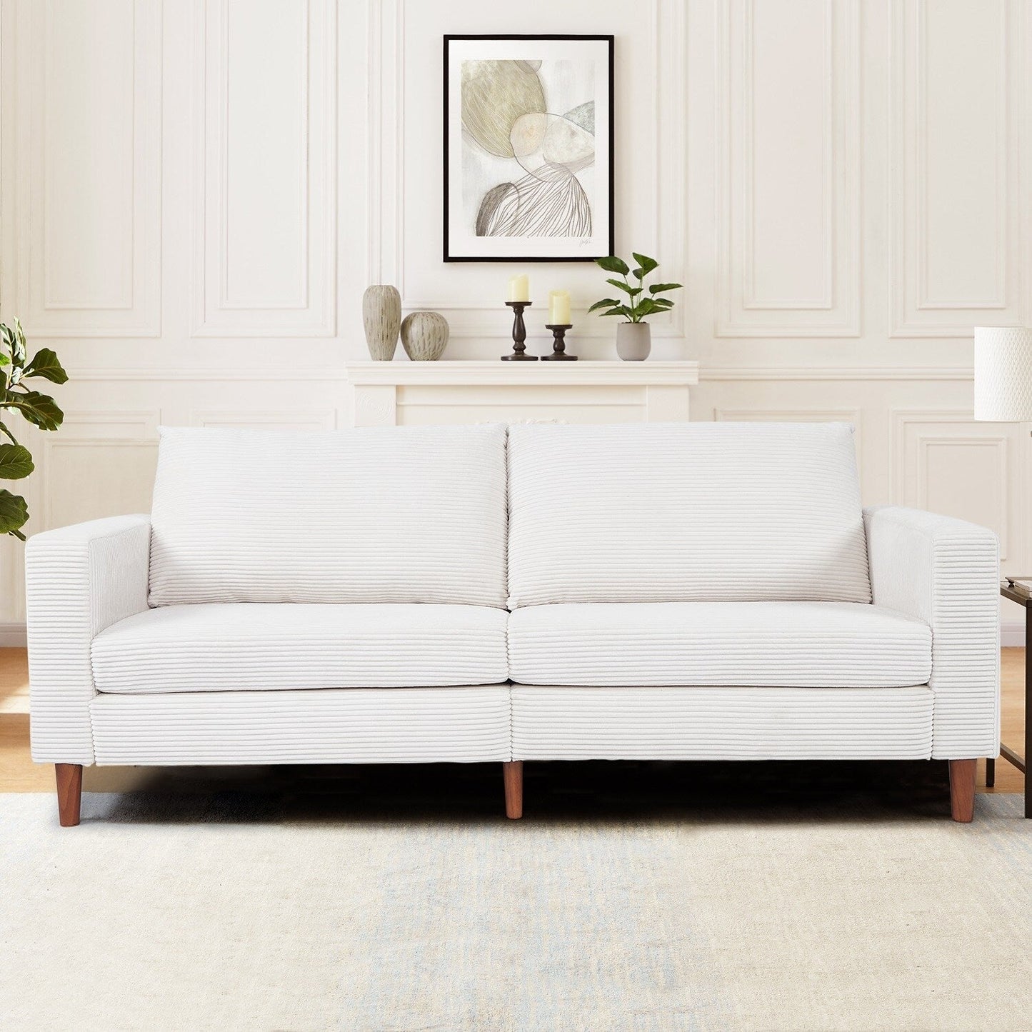 74 Sofas for Living Room, Corduroy Love Seat Couches, Small Couch with 2 Pillow ,, Easy Assembly Sofa for Small Spaces