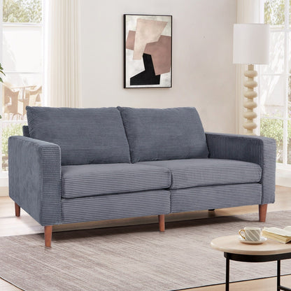 74 Sofas for Living Room, Corduroy Love Seat Couches, Small Couch with 2 Pillow ,, Easy Assembly Sofa for Small Spaces