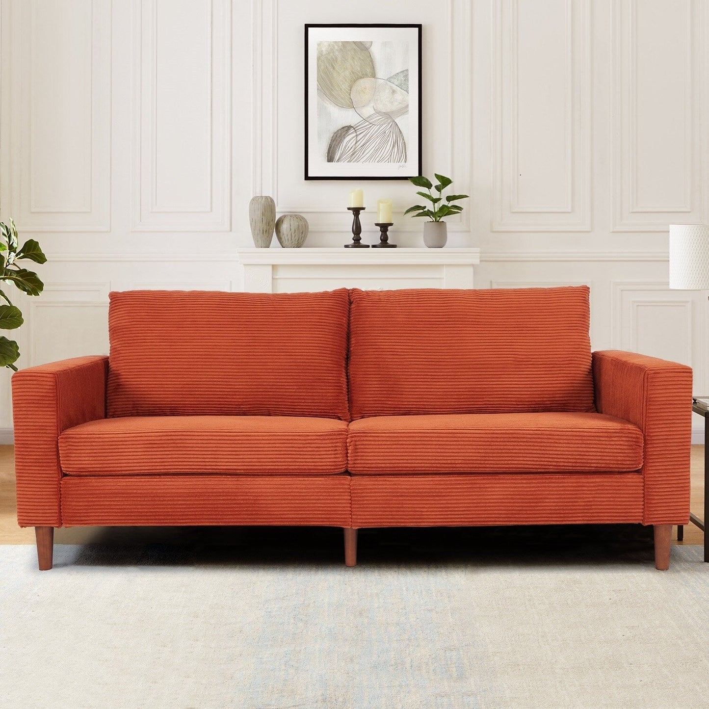 74 Sofas for Living Room, Corduroy Love Seat Couches, Small Couch with 2 Pillow ,, Easy Assembly Sofa for Small Spaces