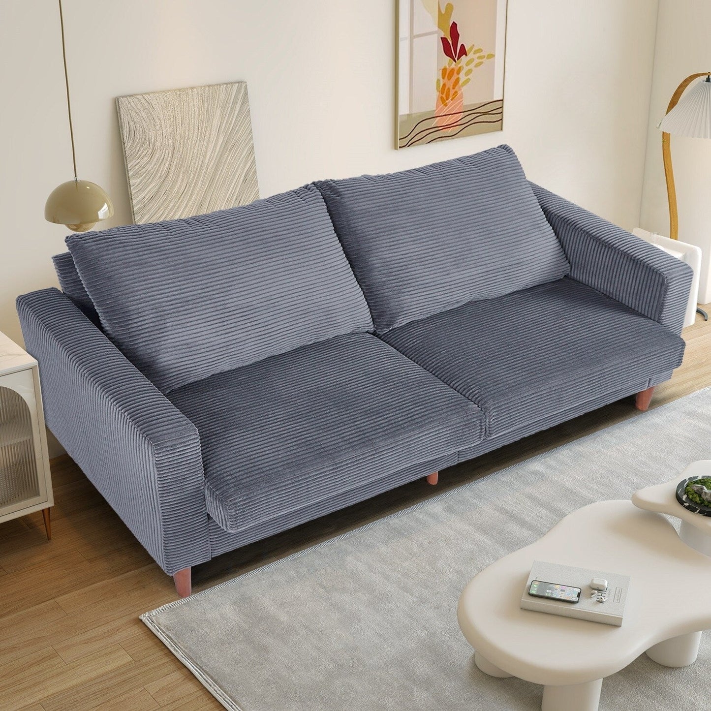 74 Sofas for Living Room, Corduroy Love Seat Couches, Small Couch with 2 Pillow ,, Easy Assembly Sofa for Small Spaces