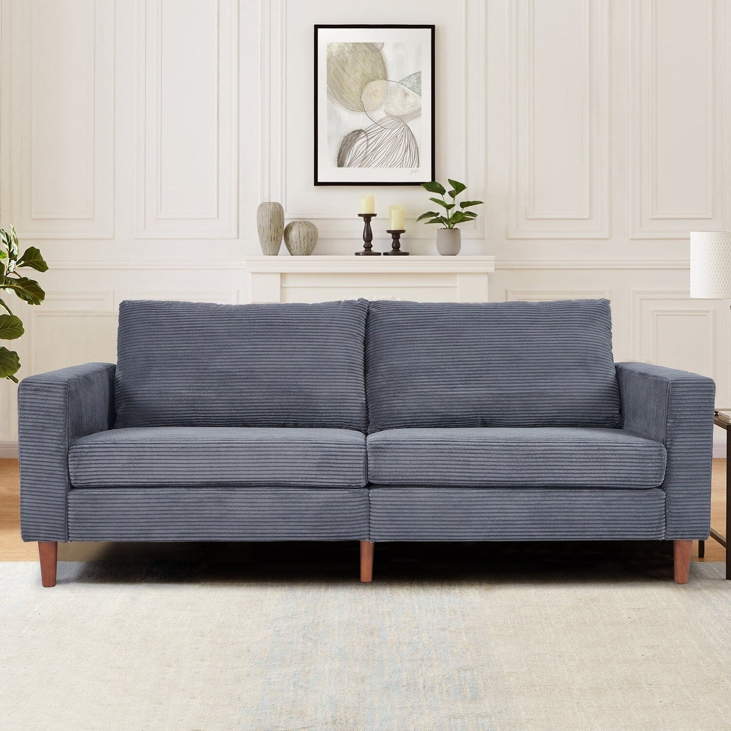 74 Sofas for Living Room, Corduroy Love Seat Couches, Small Couch with 2 Pillow ,, Easy Assembly Sofa for Small Spaces