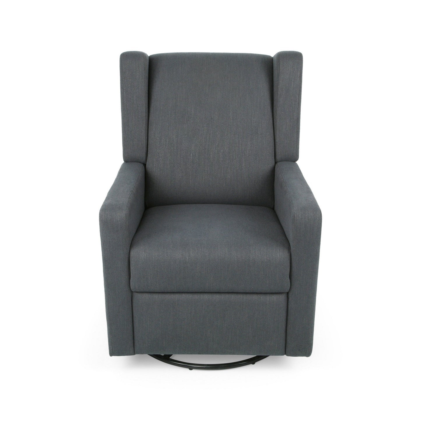 Glider Recliner Chair with Swivel, Birch Wood and Charcoal Gray Fabric