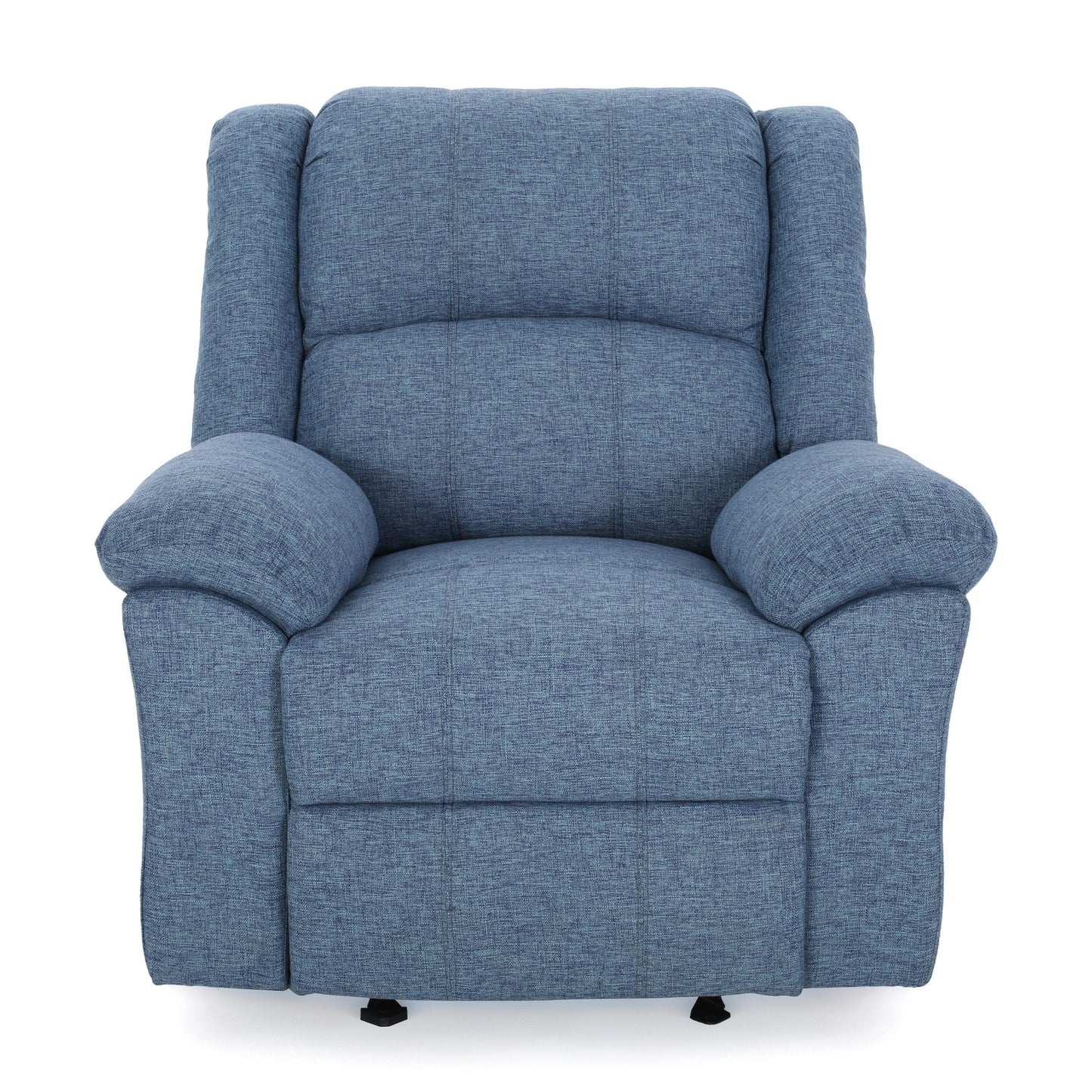 Glider Recliner Chair, Pillow Top Arms, Compact Profile, Blue Fabric