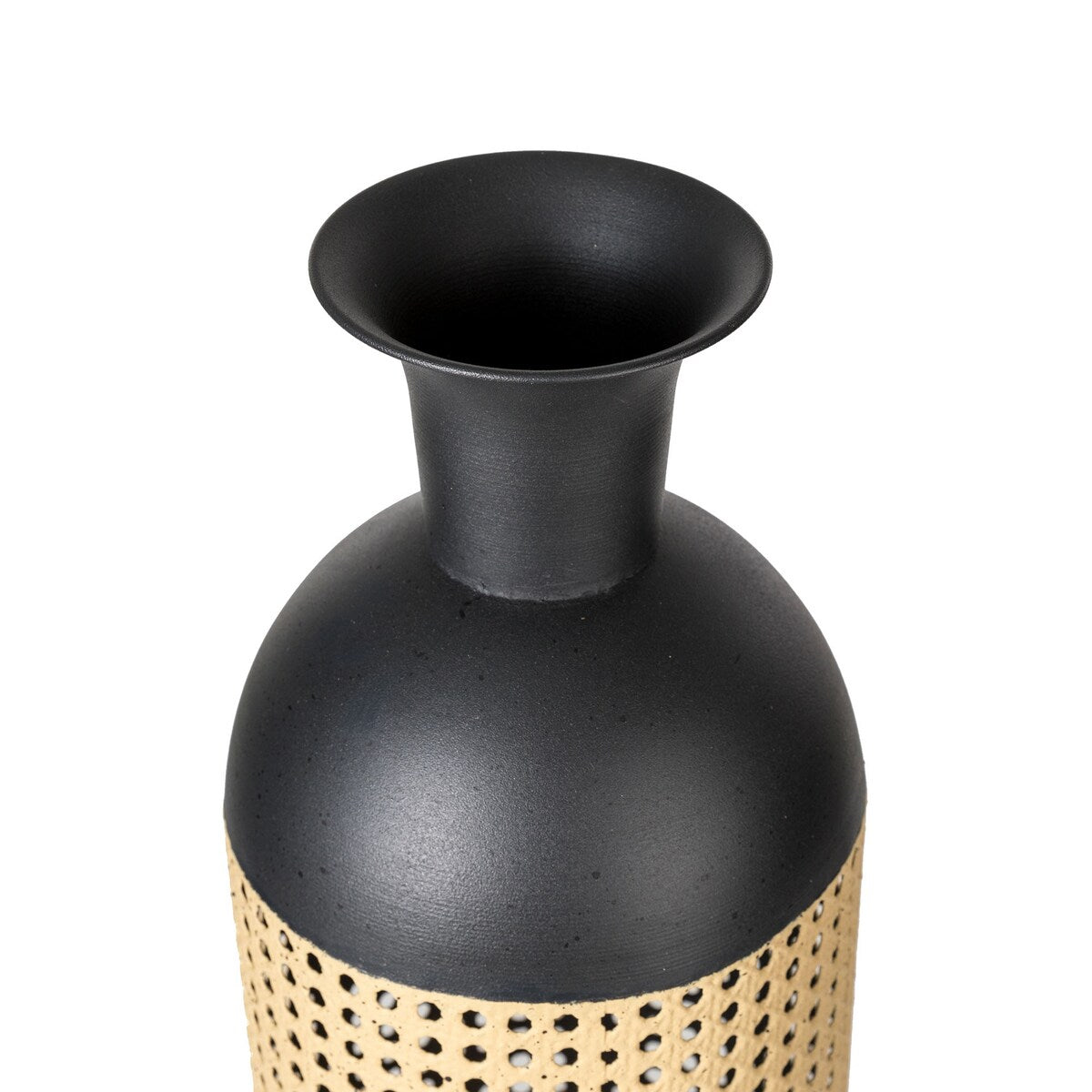 Glitzhome Set of 2 Modern Gold/Black Two-tone High Table Floor Metal Art Vases