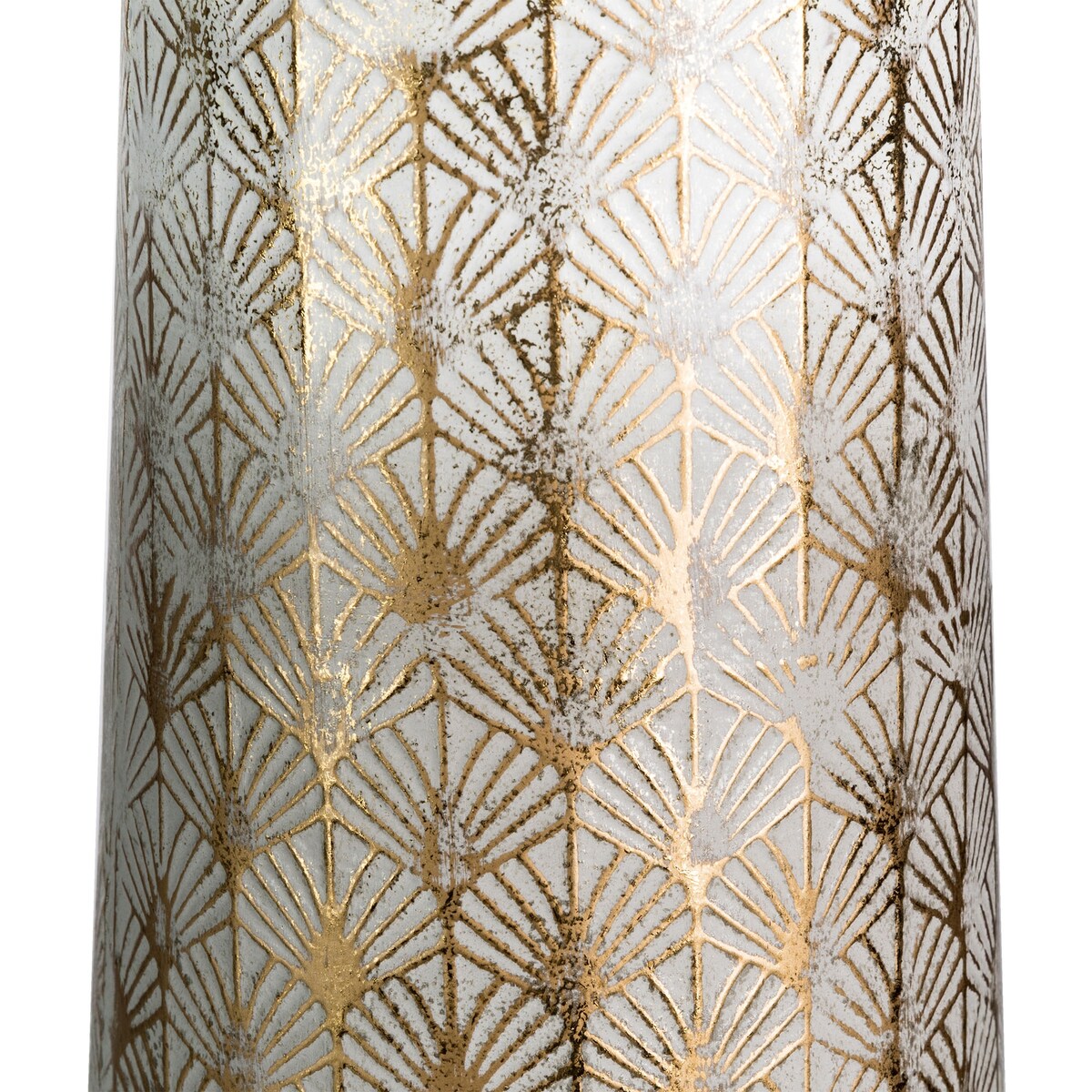 Glitzhome Set of 2 Distressed Traditional Vintage Gold/White Metal Vases