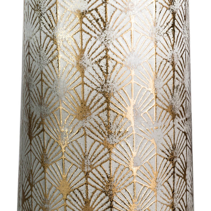 Glitzhome Set of 2 Distressed Traditional Vintage Gold/White Metal Vases