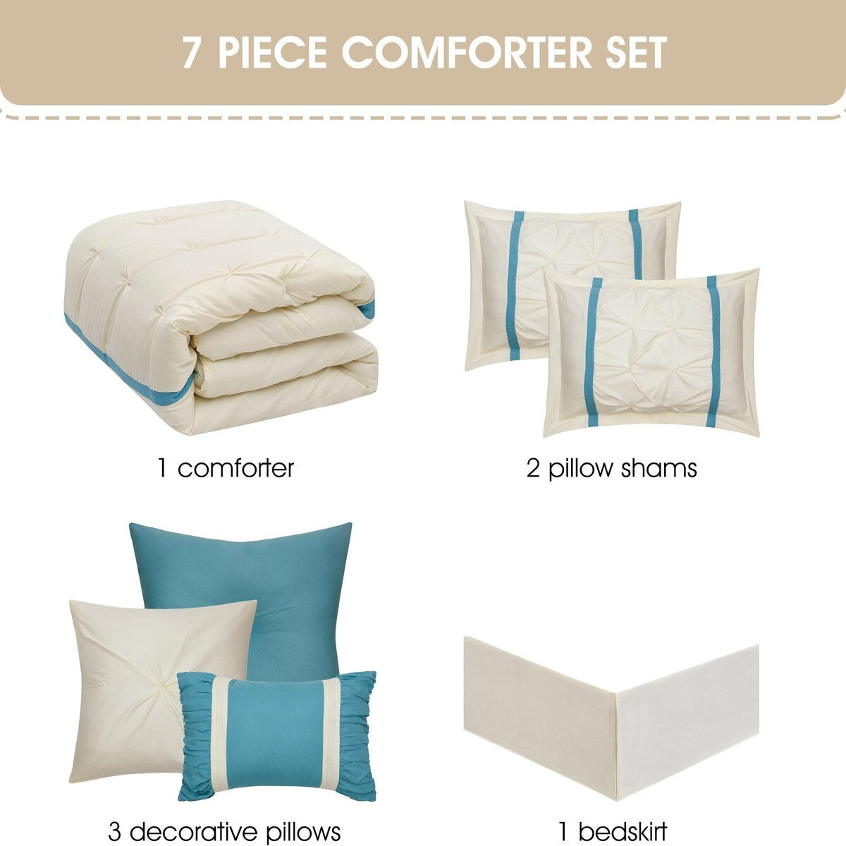 Nanshing Regala 7 Piece Minimalist Pinch Pleat Comforter Set