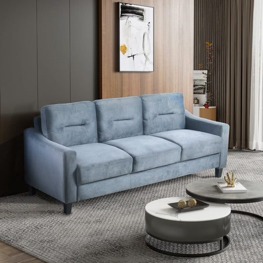 Gray 76.7 Velvet 3-seater Sofa with Sturdy Hardwood Frame and Highly Elastic Foam for Living Room