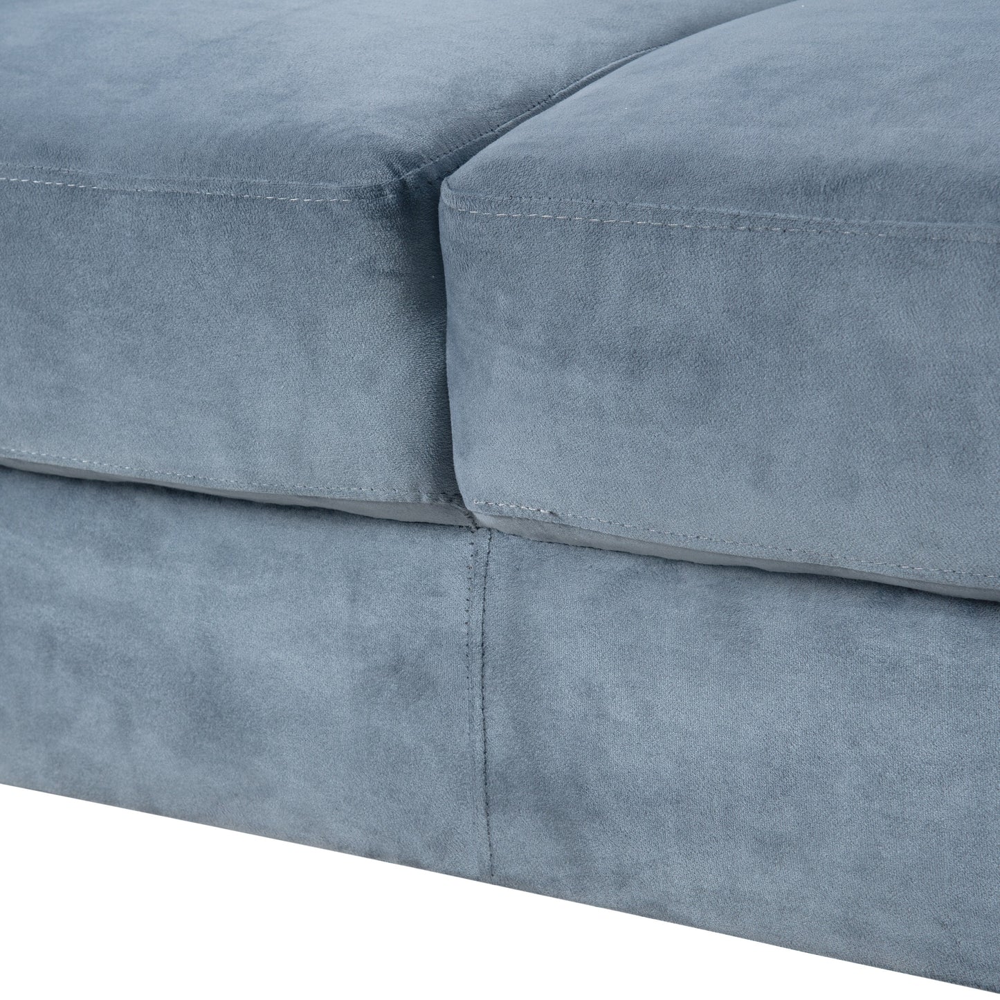 Gray 76.7 Velvet 3-seater Sofa with Sturdy Hardwood Frame and Highly Elastic Foam for Living Room