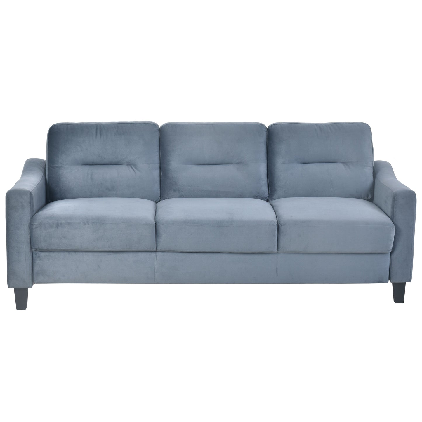 Gray 76.7 Velvet 3-seater Sofa with Sturdy Hardwood Frame and Highly Elastic Foam for Living Room