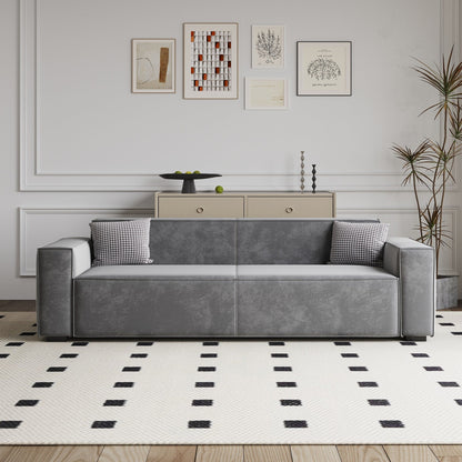 Gray Chenille Upholstered Loveseat Sofa with Wood Legs