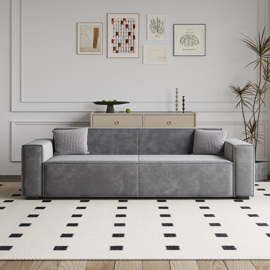 Gray Chenille Upholstered Loveseat Sofa with Wood Legs