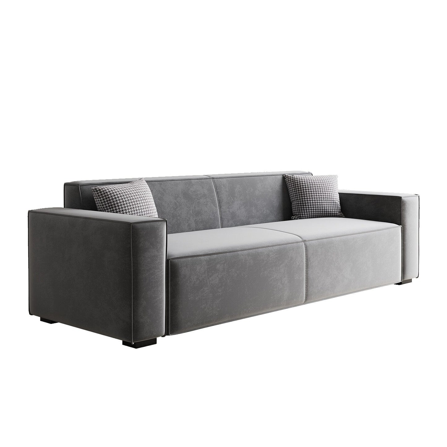 Gray Chenille Upholstered Loveseat Sofa with Wood Legs