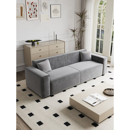 Gray Chenille Upholstered Loveseat Sofa with Wood Legs