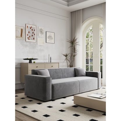 Gray Chenille Upholstered Loveseat Sofa with Wood Legs