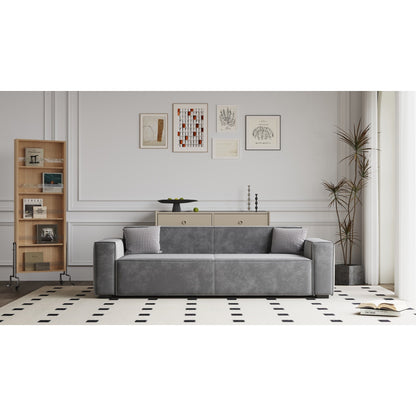 Gray Chenille Upholstered Loveseat Sofa with Wood Legs