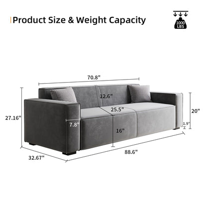 Gray Chenille Upholstered Loveseat Sofa with Wood Legs