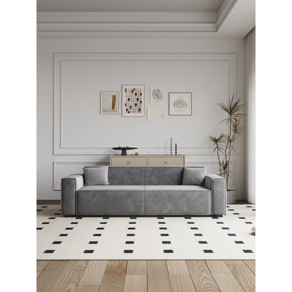 Gray Chenille Upholstered Loveseat Sofa with Wood Legs