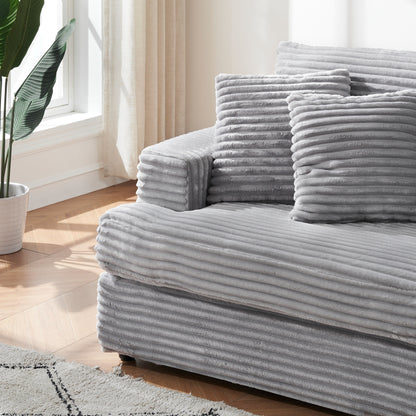 Gray Corduroy 3-seater Sofa with Toss Pillows