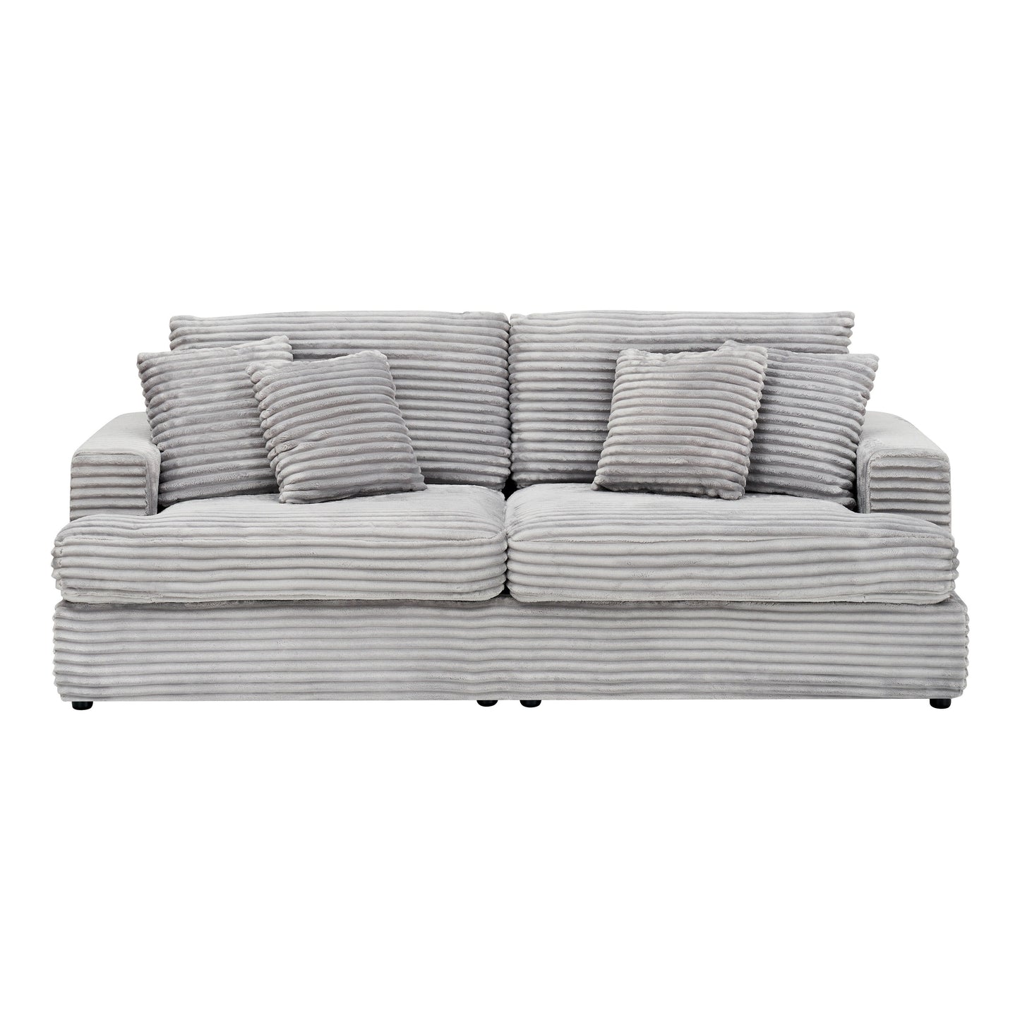 Gray Corduroy 3-seater Sofa with Toss Pillows