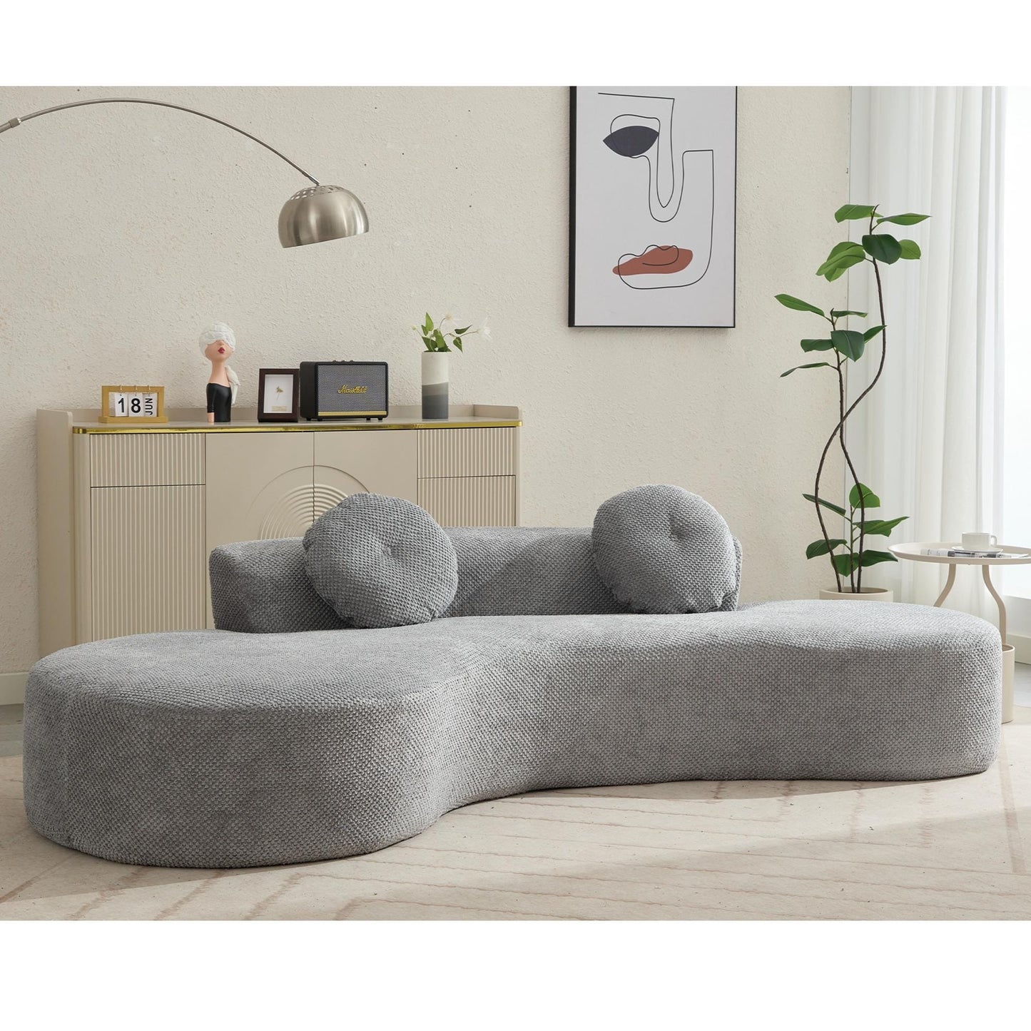 Gray Corduroy Cloud Sofa with Pillows