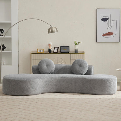 Gray Corduroy Cloud Sofa with Pillows