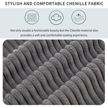 Gray Corduroy Upholstered 3-seater Sofa with Removable Cushions