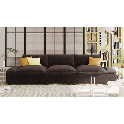 Gray Large Polyester 3-seater Sofa with Storage Units