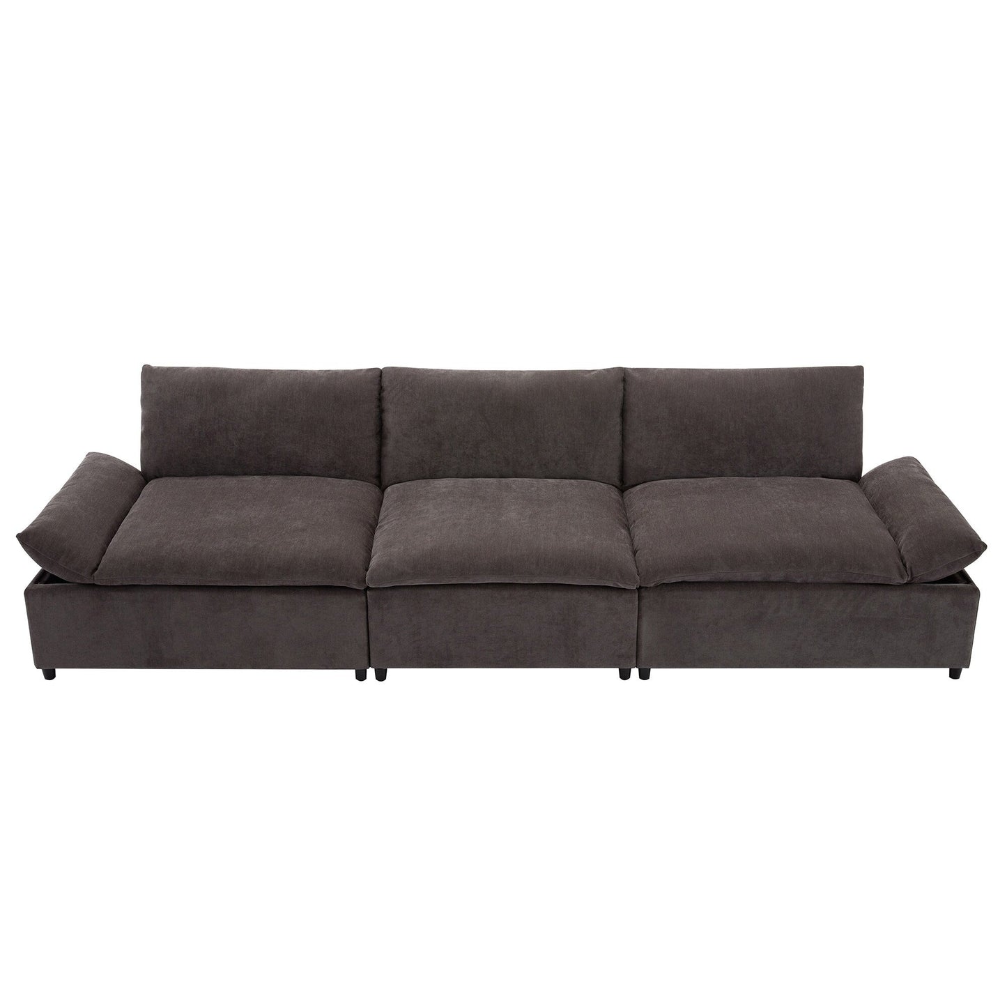 Gray Large Polyester 3-seater Sofa with Storage Units