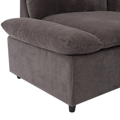 Gray Large Polyester 3-seater Sofa with Storage Units