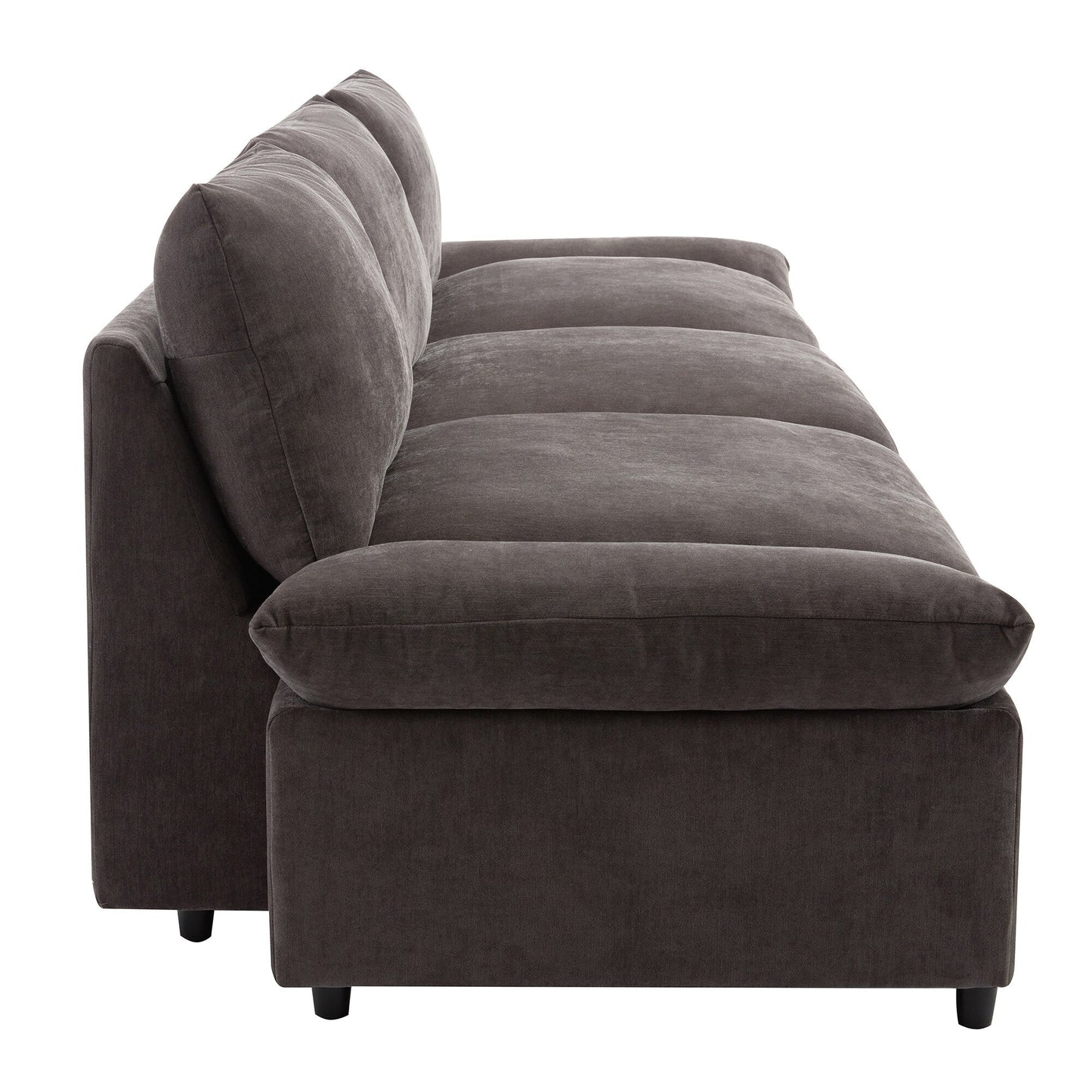 Gray Large Polyester 3-seater Sofa with Storage Units