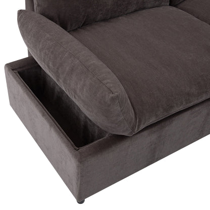 Gray Large Polyester 3-seater Sofa with Storage Units