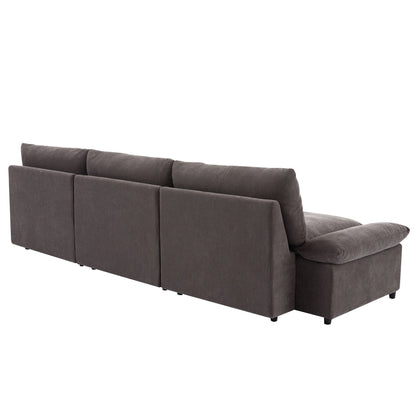 Gray Large Polyester 3-seater Sofa with Storage Units