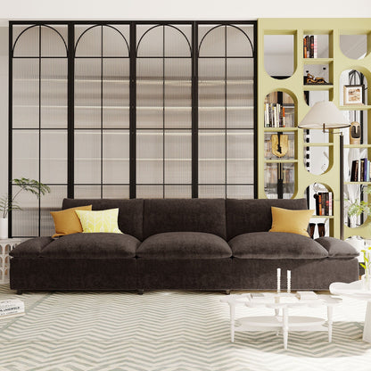 Gray Large Polyester 3-seater Sofa with Storage Units