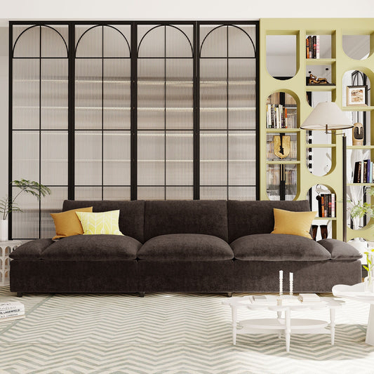 Gray Large Polyester 3-seater Sofa with Storage Units