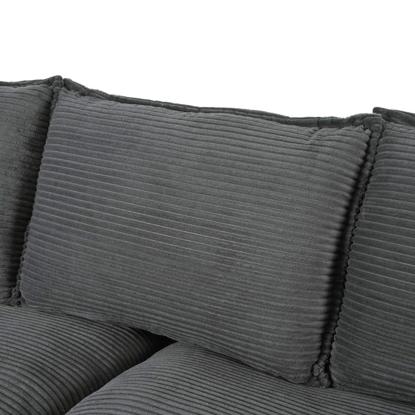 Gray Modern 85.4 Corduroy Upholstered Loveseat Sofa with 2 Decorative Throw Pillows for Living Room